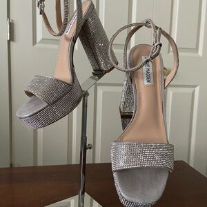 Steve Madden Silver Rhinestone Heels